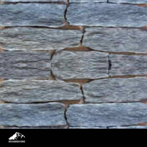 Quaker Hill Grey Blend Ledge close-up stone image with Green Mountain Veneer logo footer