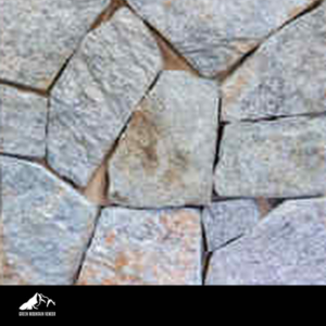 Quaker Hill Grey Blend Mosaic close-up stone image with Green Mountain Veneer logo footer
