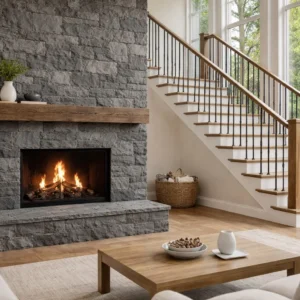 Raven Hill Blend Ashlar Squares Rectangles FireplacebyStairway