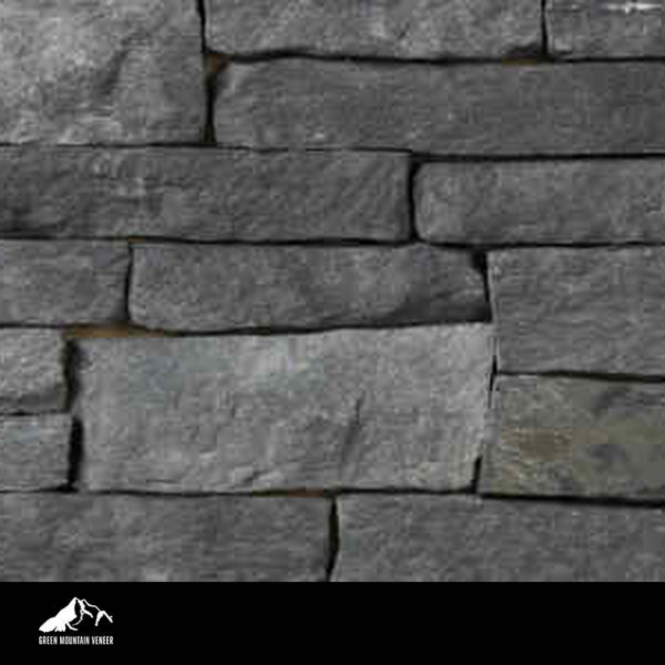 Raven Hill Blend Ledge close-up stone image with Green Mountain Veneer logo footer