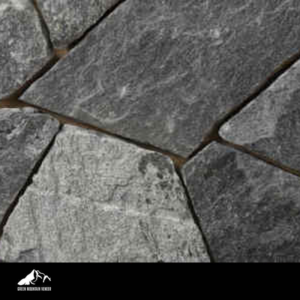 Raven Hill Blend Mosaic close-up stone image with Green Mountain Veneer logo footer