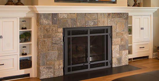 Fireplace, Natural Thin Stone Veneer, Interior