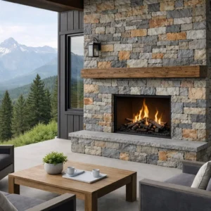 Vermont Blend Ashlar Squares Rectangles Mountainside OutdoorFireplace