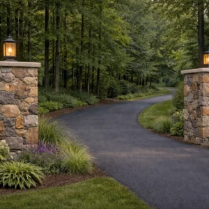 Vermont Blend Mosaic Driveway Pillars